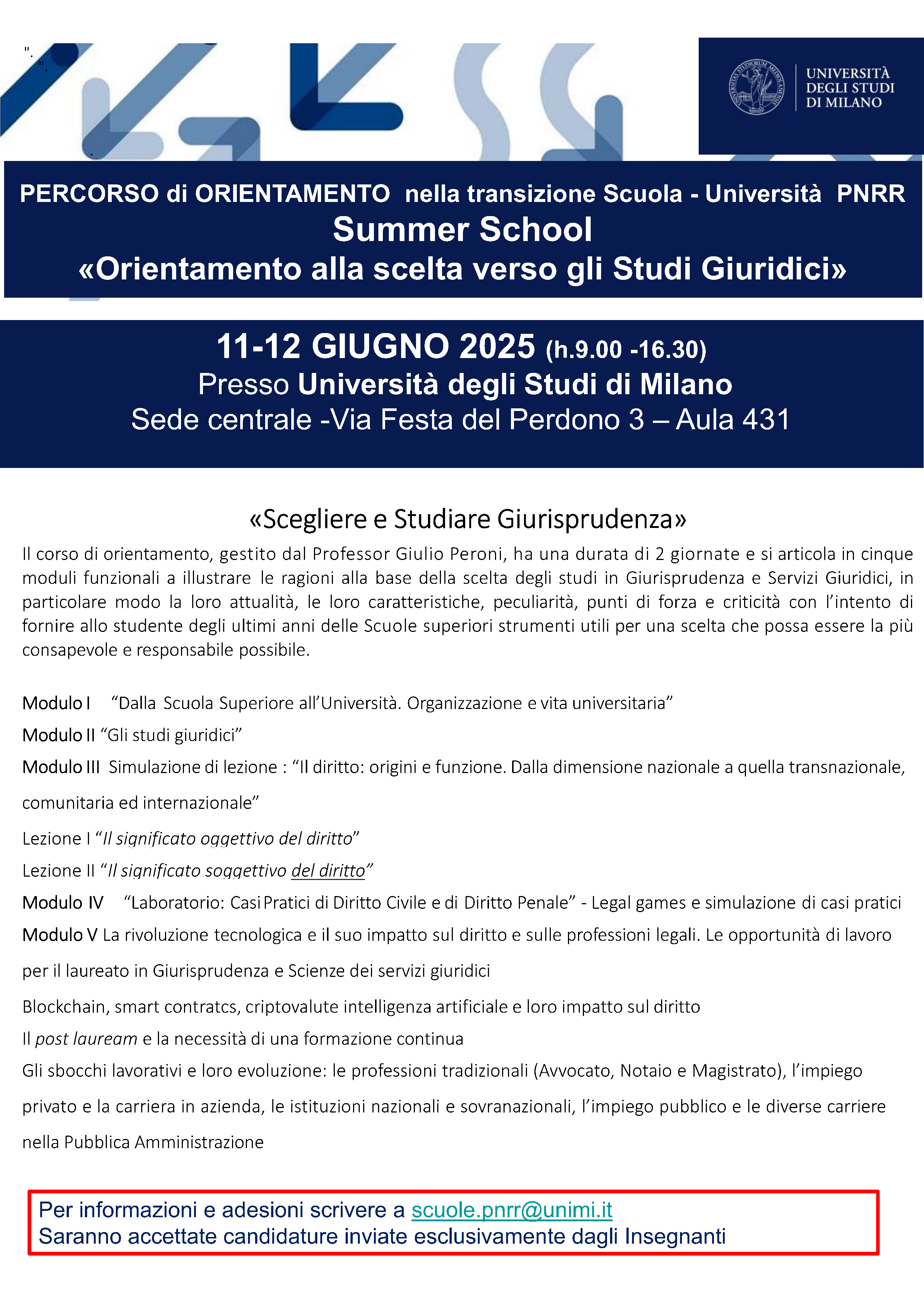 Summer School - Area GIURIDICA 11-12 giugno